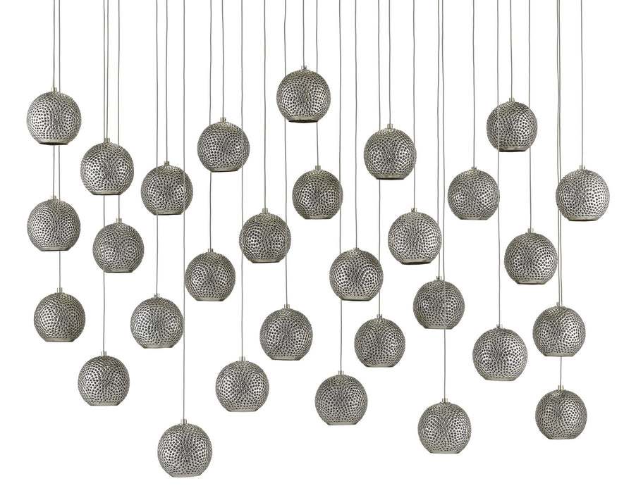 30 Light Pendant in Painted Silver/Nickel/Blue finish