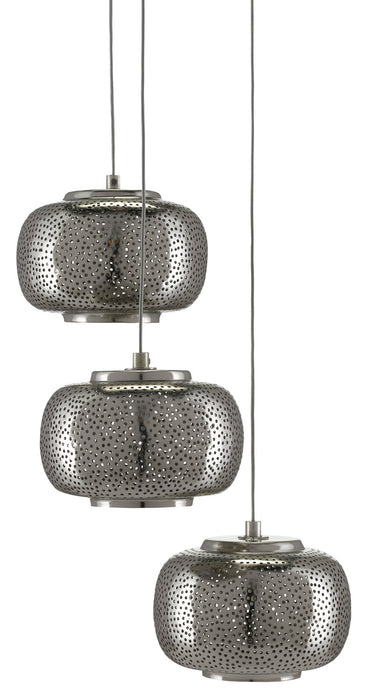 Three Light Pendant in Painted Silver/Nickel finish