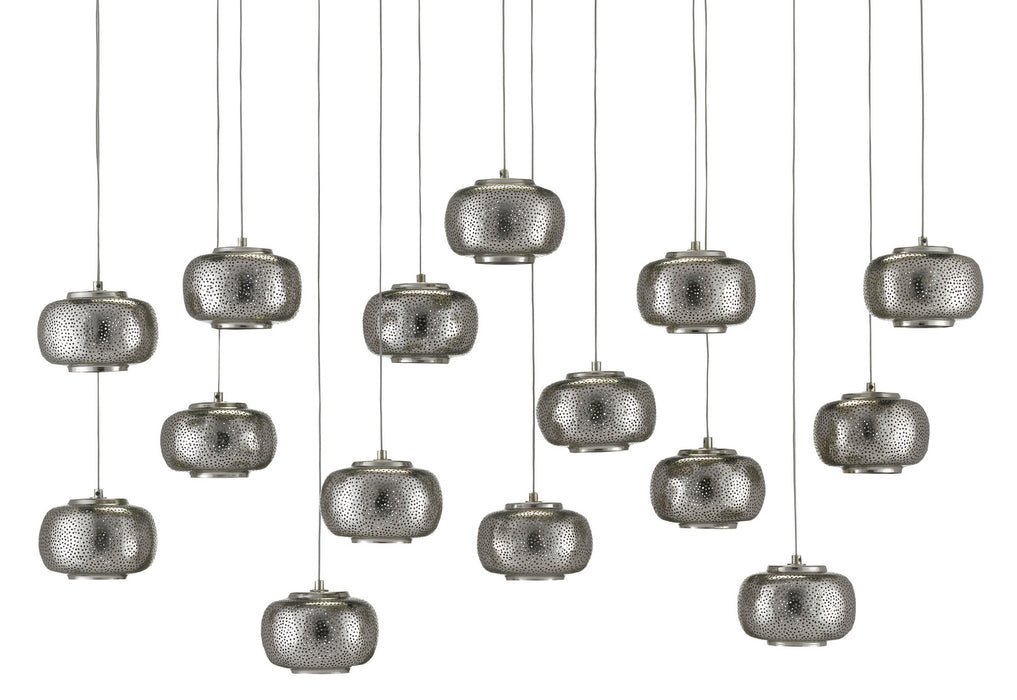 15 Light Pendant in Painted Silver/Nickel finish