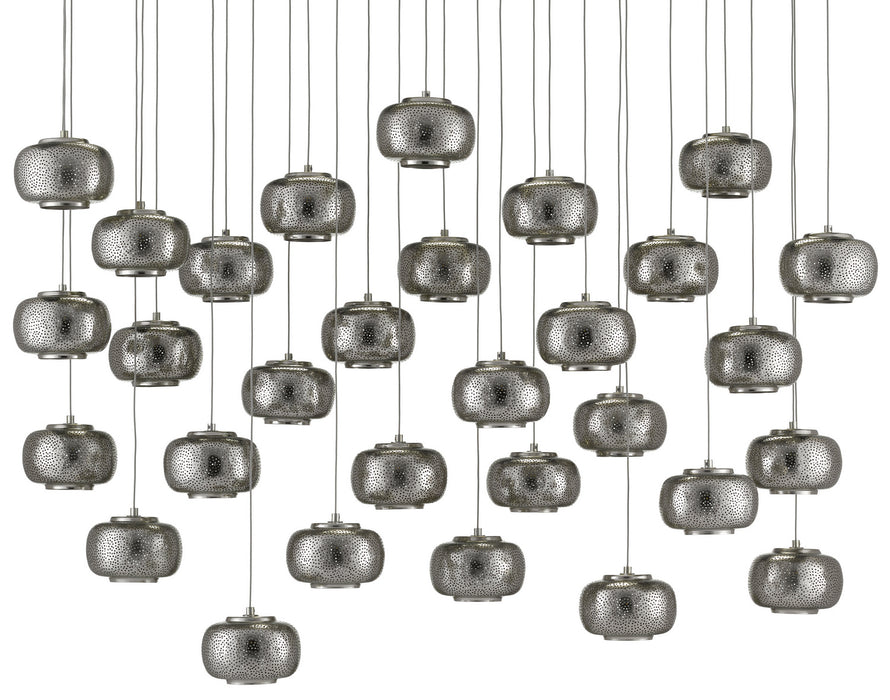 30 Light Pendant in Painted Silver/Nickel finish