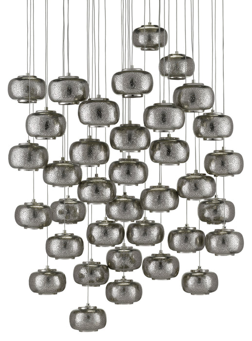 36 Light Pendant in Painted Silver/Nickel finish