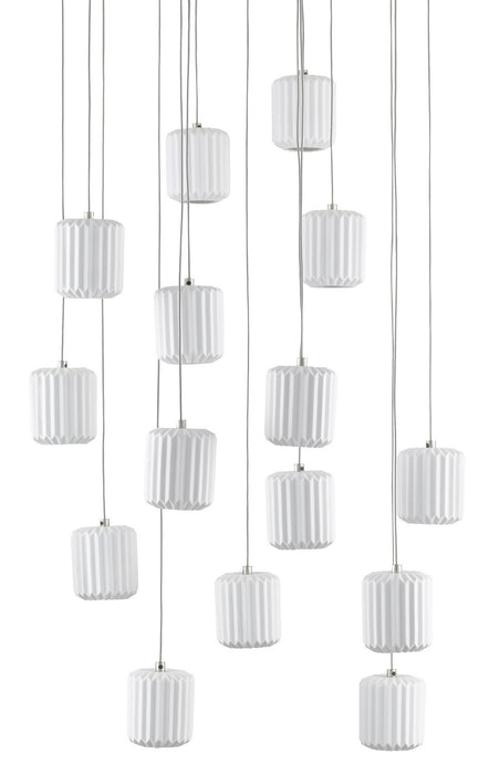 15 Light Pendant in Painted Silver/White finish