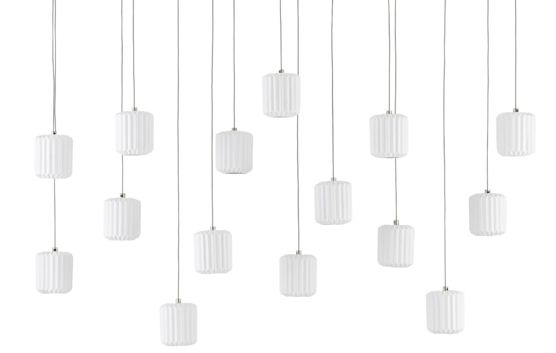 15 Light Pendant in Painted Silver/White finish