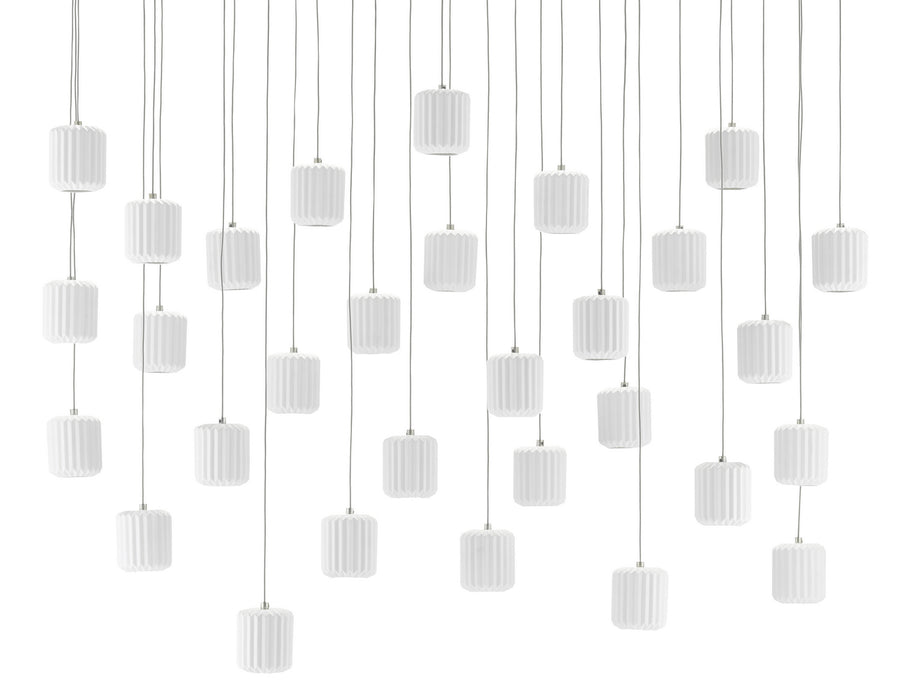30 Light Pendant in Painted Silver/White finish