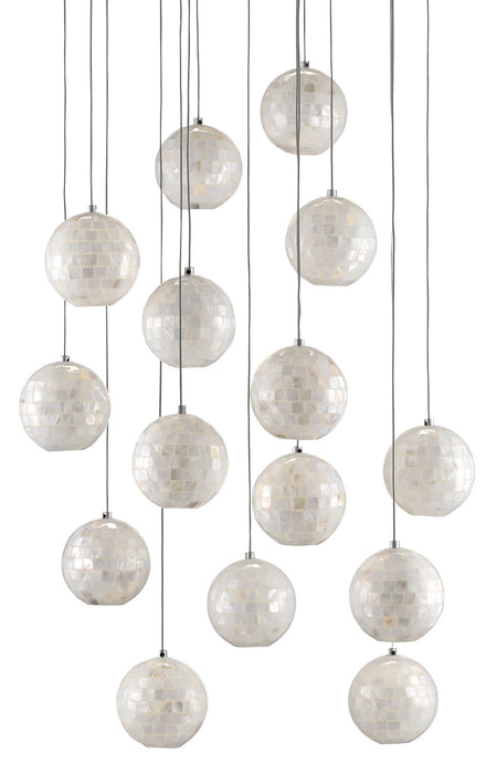 15 Light Pendant in Painted Silver/Pearl finish