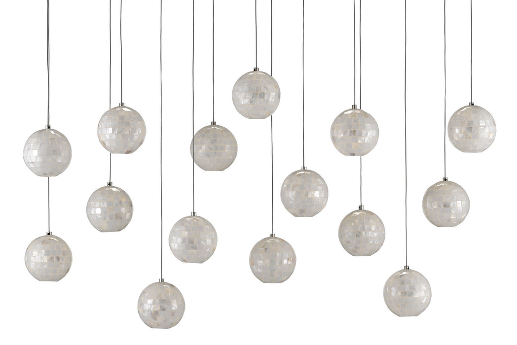 15 Light Pendant in Painted Silver/Pearl finish