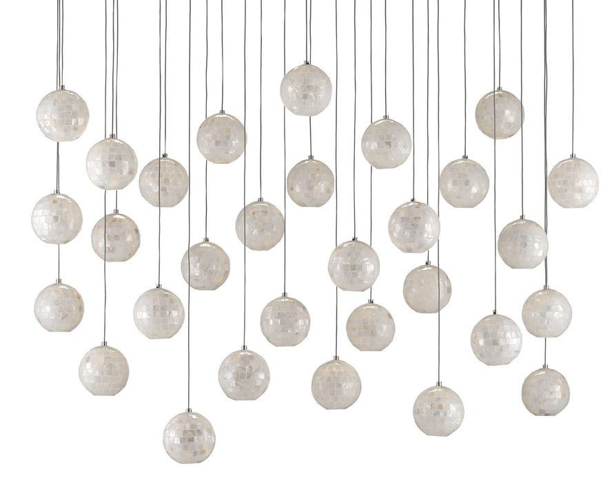 30 Light Pendant in Painted Silver/Pearl finish