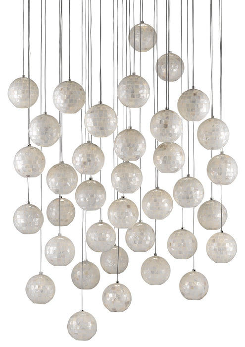 36 Light Pendant in Painted Silver/Pearl finish