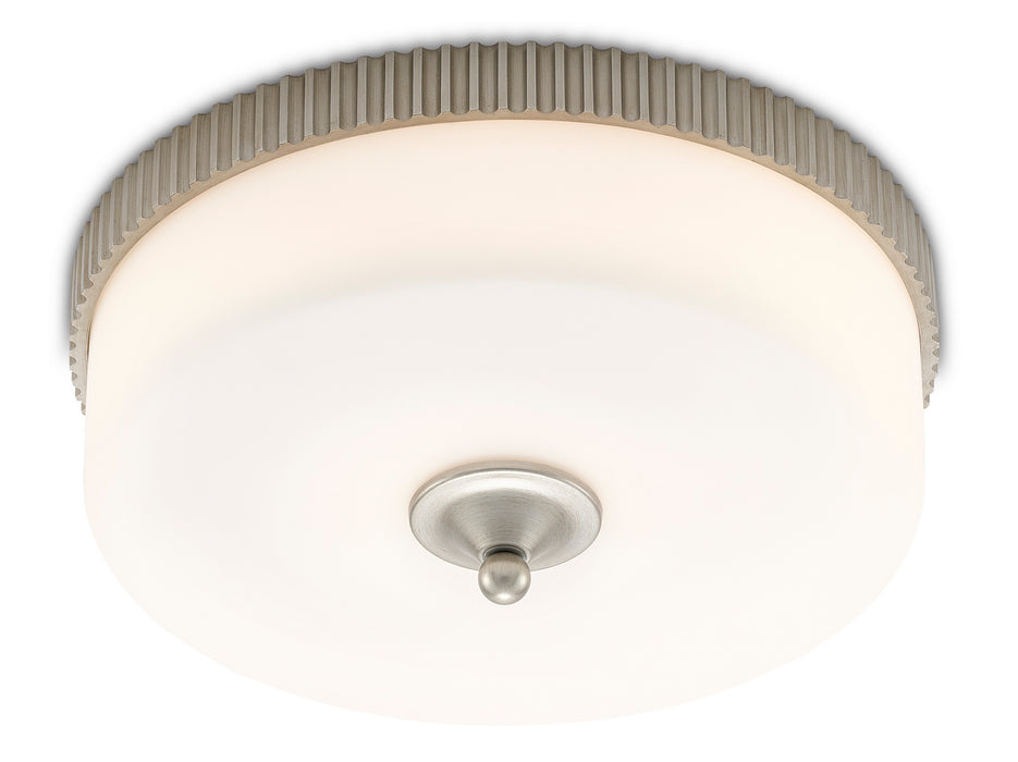 One Light Flush Mount from the Barry Goralnick collection in Silver Leaf/Frosted Glass finish