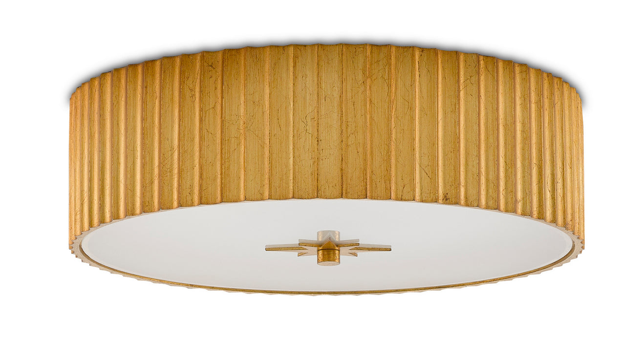 One Light Flush Mount in Gold Leaf/Frosted Glass finish