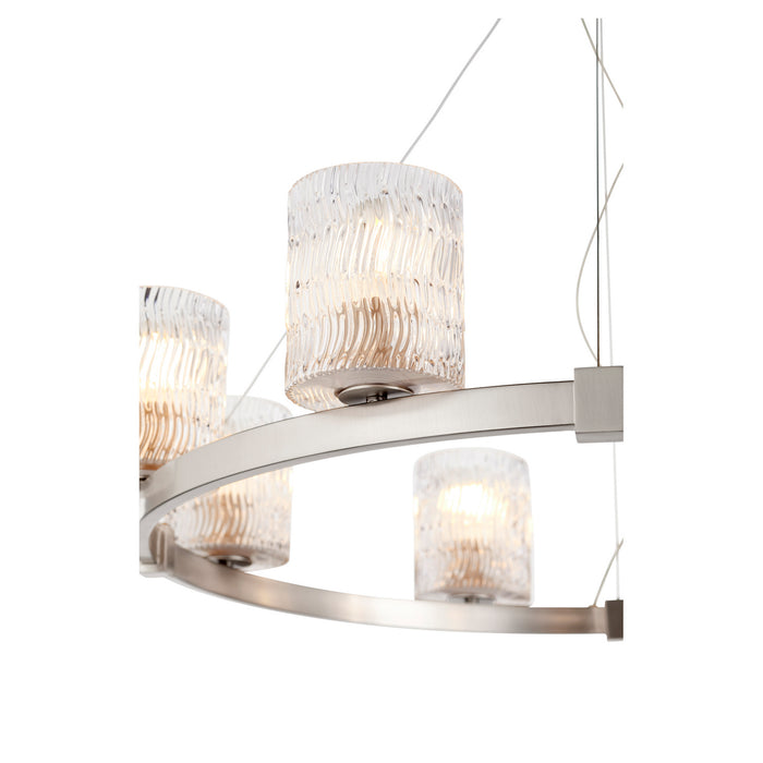 Eight Light Chandelier from the Stadium collection in Satin Nickel finish