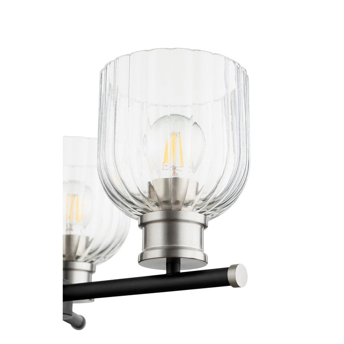 Three Light Chandelier from the Monarch collection in Noir w/ Satin Nickel finish