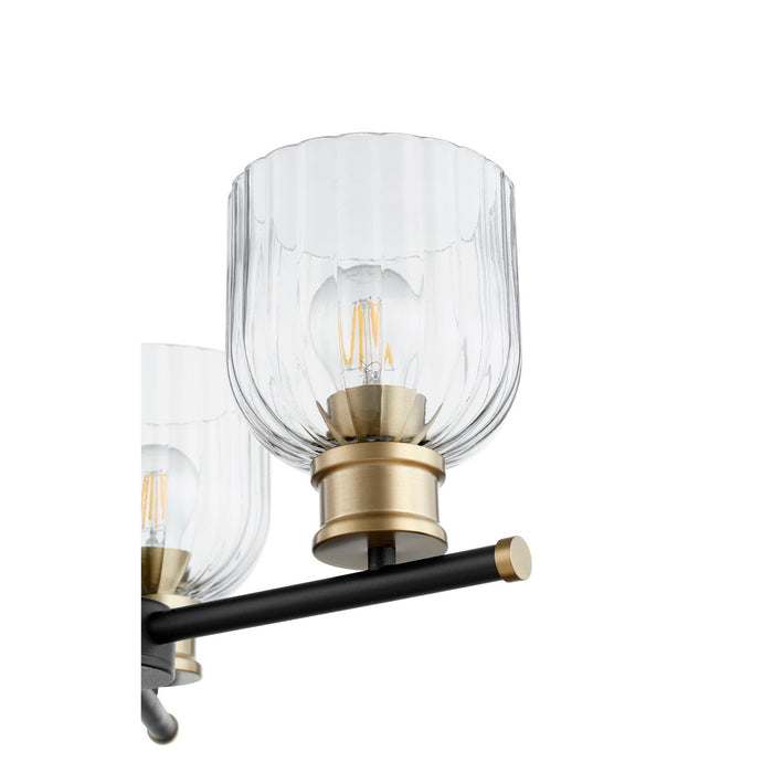 Three Light Chandelier from the Monarch collection in Noir w/ Aged Brass finish
