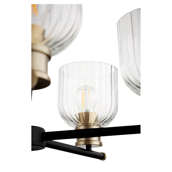 Five Light Chandelier from the Monarch collection in Noir w/ Aged Brass finish