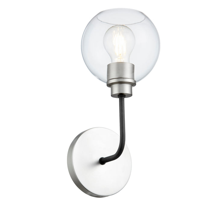 One Light Wall Mount from the Clarion collection in Noir w/ Satin Nickel finish
