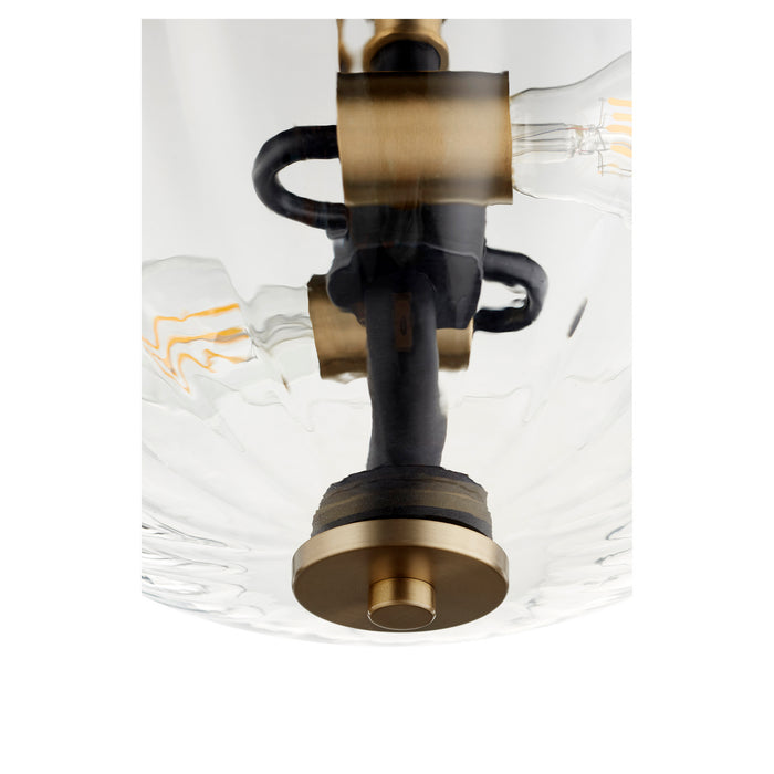 Two Light Dual Mount from the Monarch collection in Noir w/ Aged Brass finish
