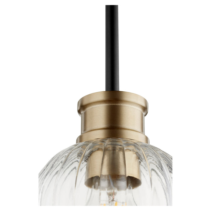One Light Pendant from the Monarch collection in Noir w/ Aged Brass finish