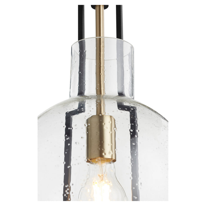 One Light Pendant in Noir w/ Aged Brass finish