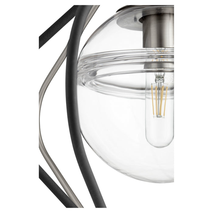 One Light Pendant in Noir w/ Satin Nickel finish
