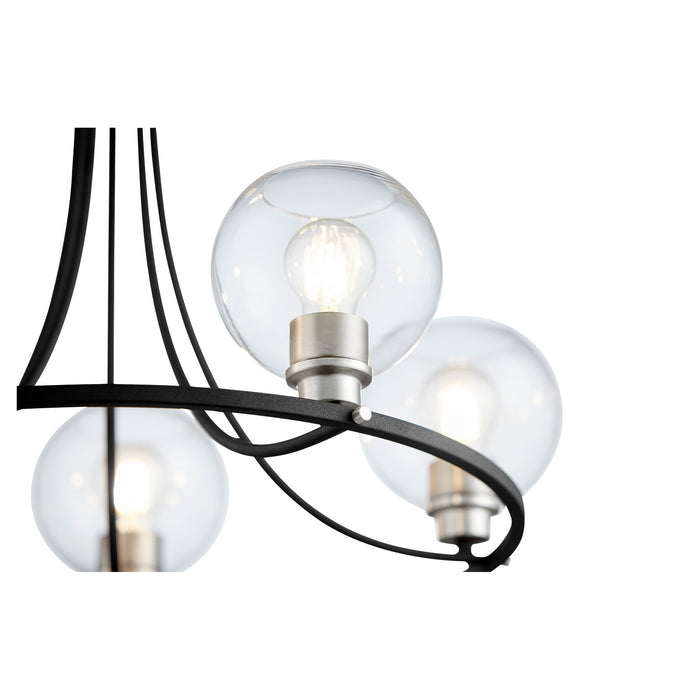 Five Light Chandelier from the Clarion collection in Noir w/ Satin Nickel finish