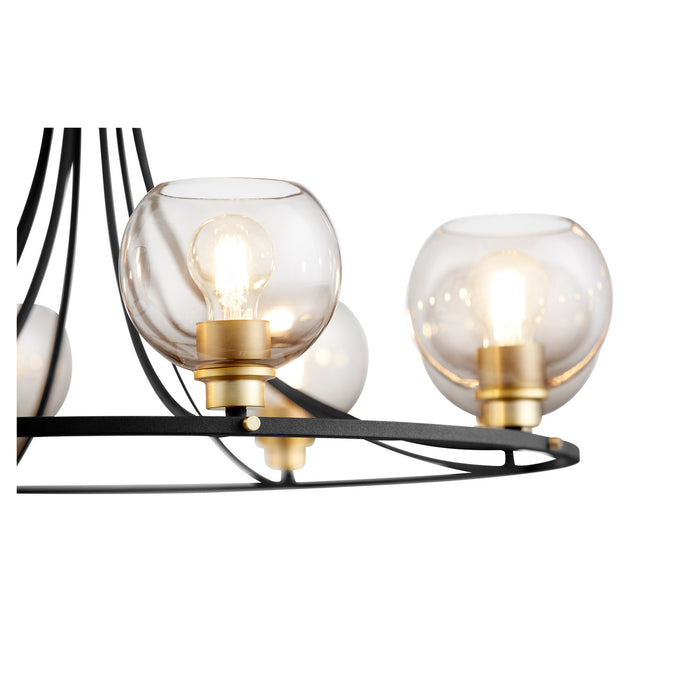 Eight Light Chandelier from the Clarion collection in Noir w/ Aged Brass finish