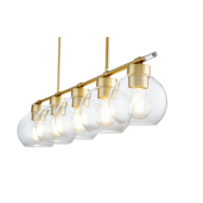 Five Light Pendant from the Voln collection in Aged Brass finish