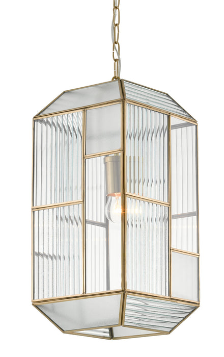 One Light Pendant in Brass Antique/Clear finish