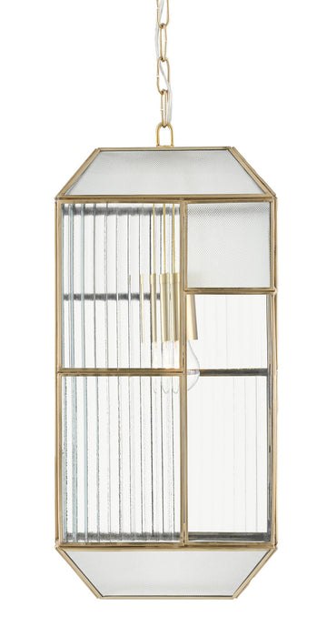 One Light Pendant in Brass Antique/Clear finish