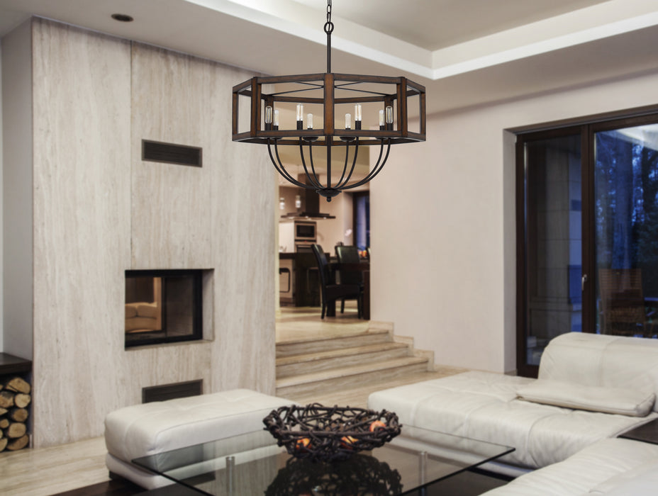 Eight Light Chandelier from the Renton collection in Dark Bronze finish
