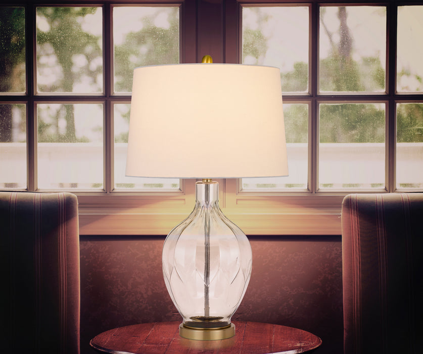 One Light Table Lamp from the Bancroft collection in Clear/Antique Brass finish
