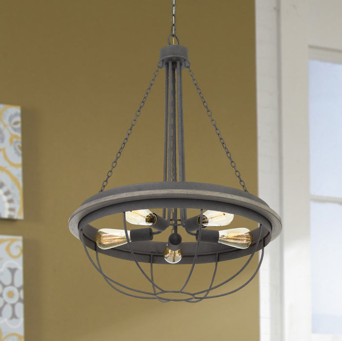 Five Light Chandelier from the Nixa collection in Dove Grey finish