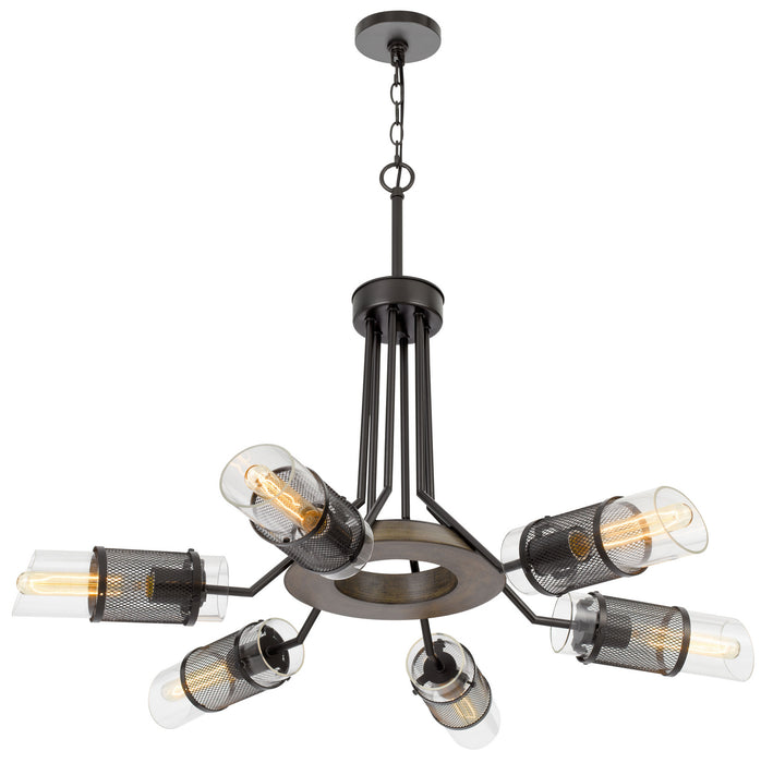 Six Light Chandelier from the Savona collection in Wood/Black finish