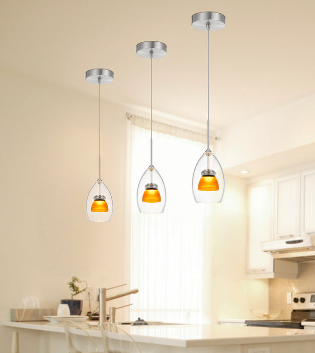 LED Mini Pendant in Frosted Yellow finish