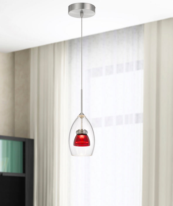 LED Mini Pendant in Red Clear finish