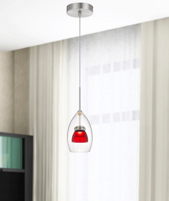 LED Mini Pendant in Frosted Red finish