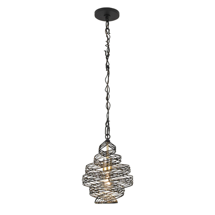 One Light Mini Pendant from the Flow collection in Matte Black/French Gold finish