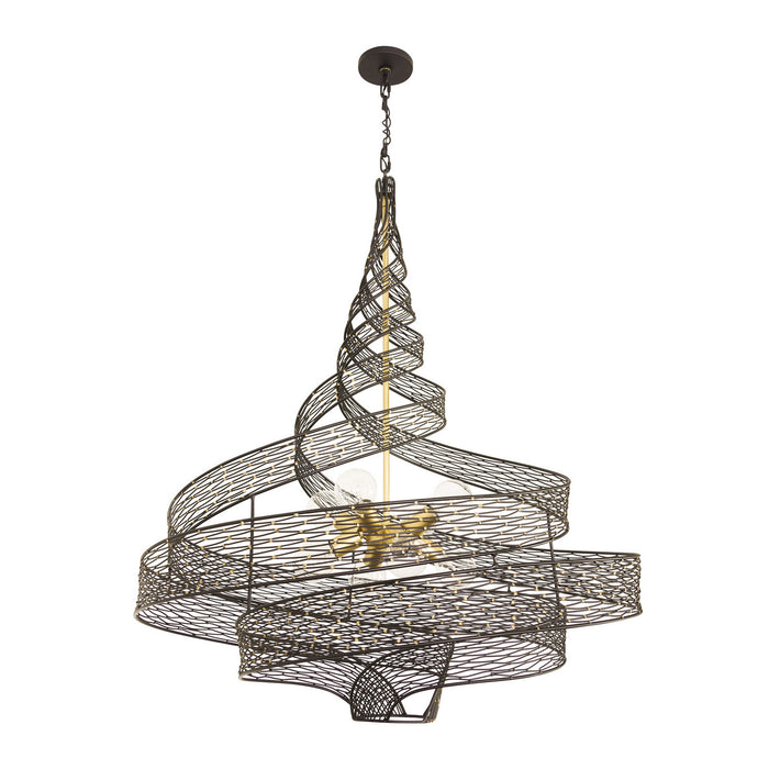 Eight Light Pendant from the Flow collection in Matte Black/French Gold finish