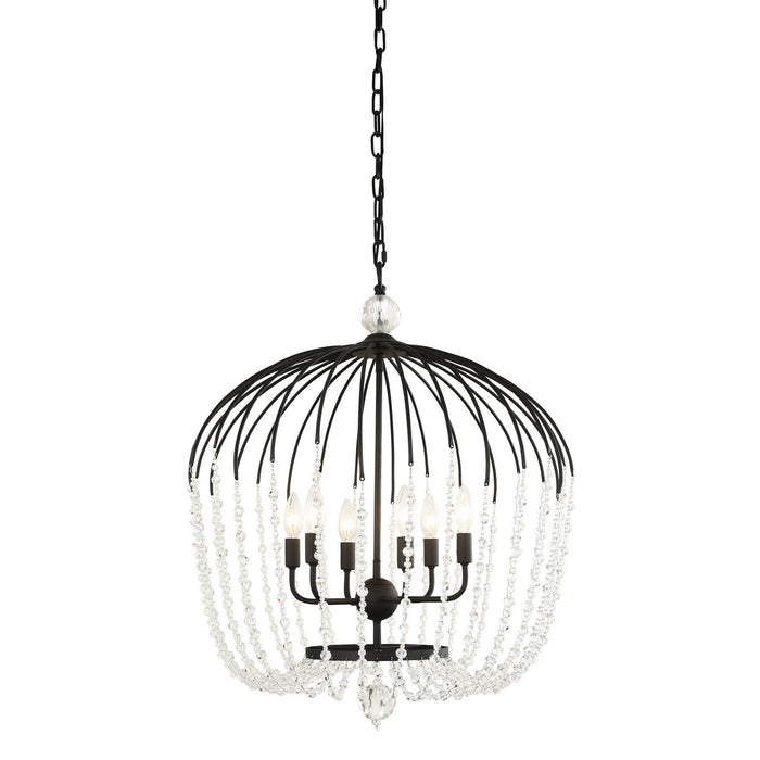 Six Light Pendant from the Voliere collection in Havana Gold finish