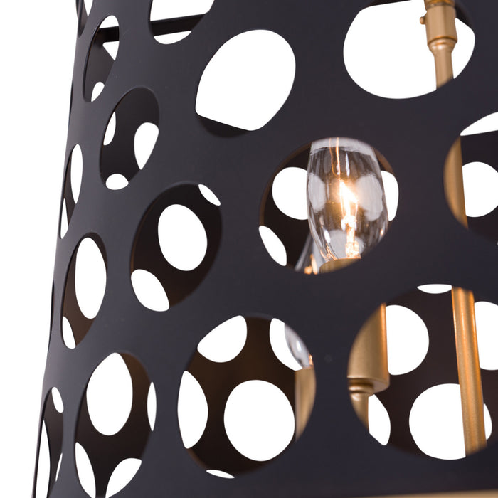 Three Light Pendant from the Bailey collection in Matte Black/French Gold finish