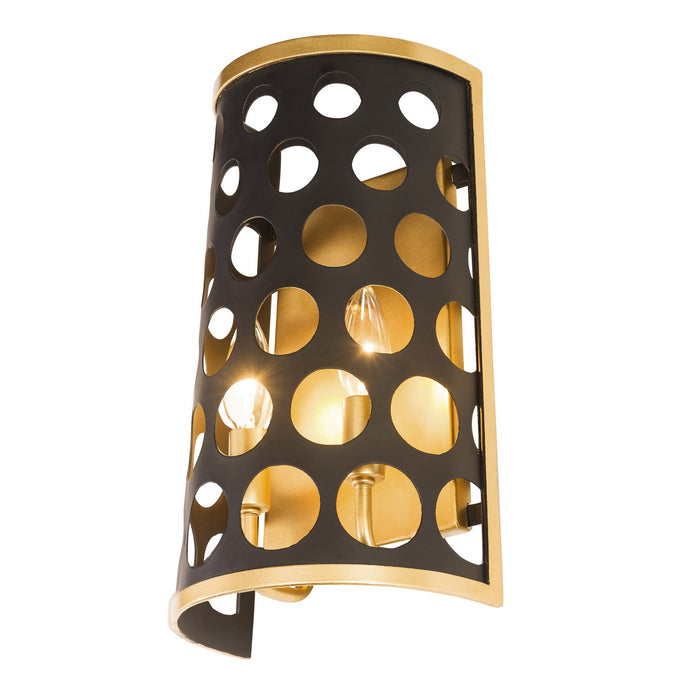 Two Light Wall Sconce from the Bailey collection in Matte Black/French Gold finish