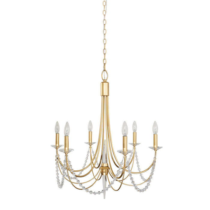 Six Light Chandelier from the Brentwood collection in French Gold finish
