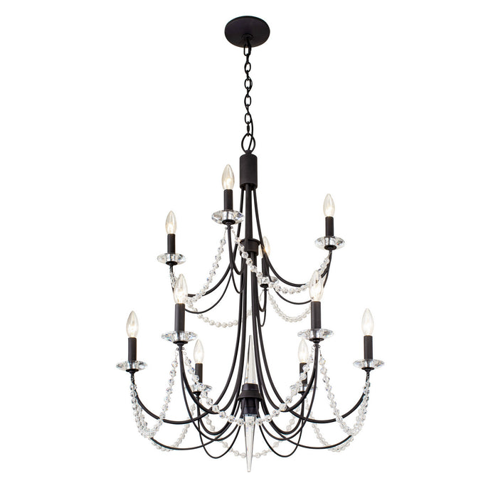 Ten Light Chandelier from the Brentwood collection in Carbon Black finish