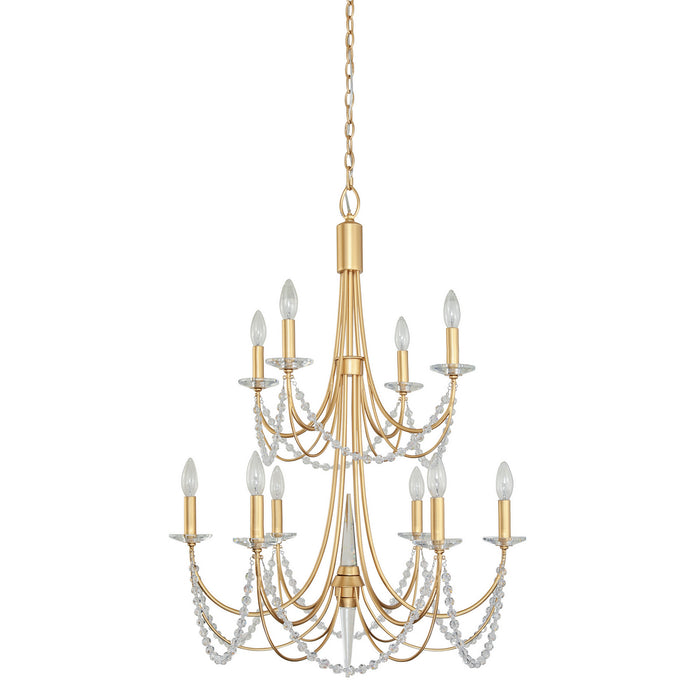 Ten Light Chandelier from the Brentwood collection in French Gold finish