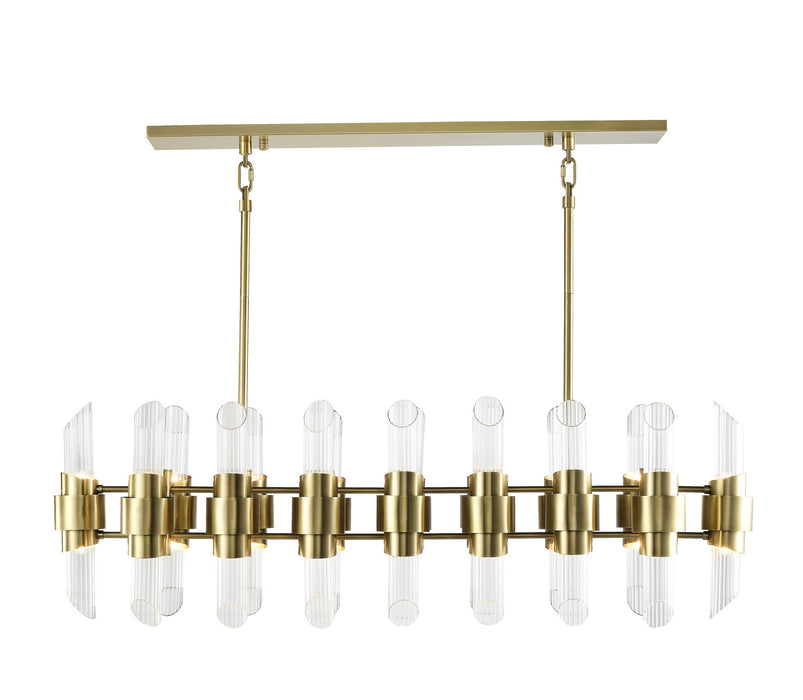 32 Light Chandelier from the Pillar collection in Aged Brass With Glass finish