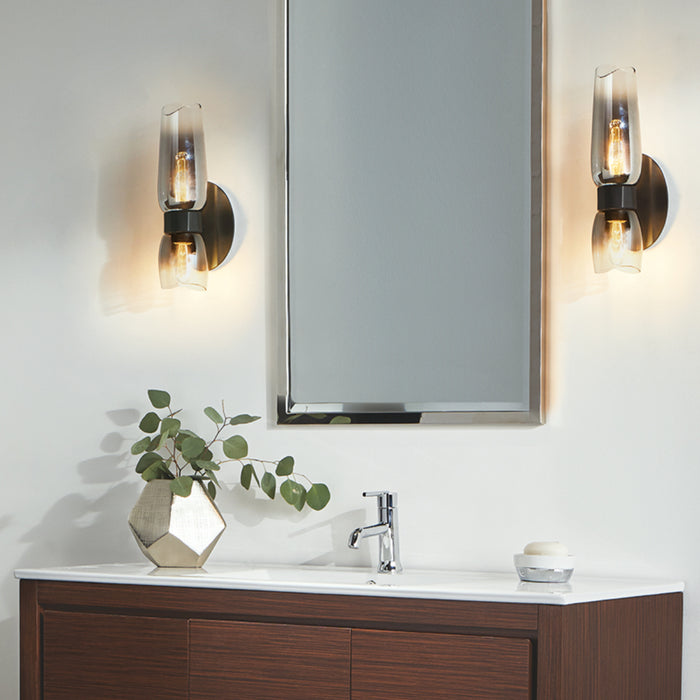 Two Light Wall Sconce from the Flame collection in Matte Black finish