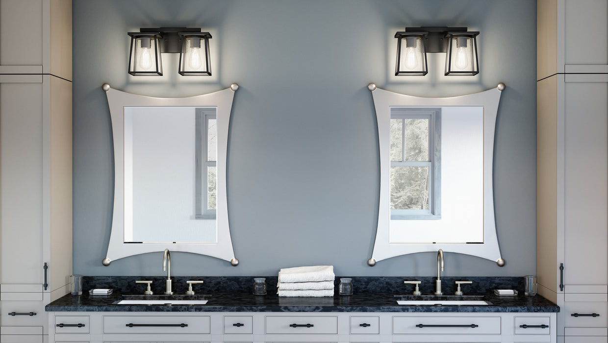 Two Light Bath from the Lodge collection in Matte Black finish