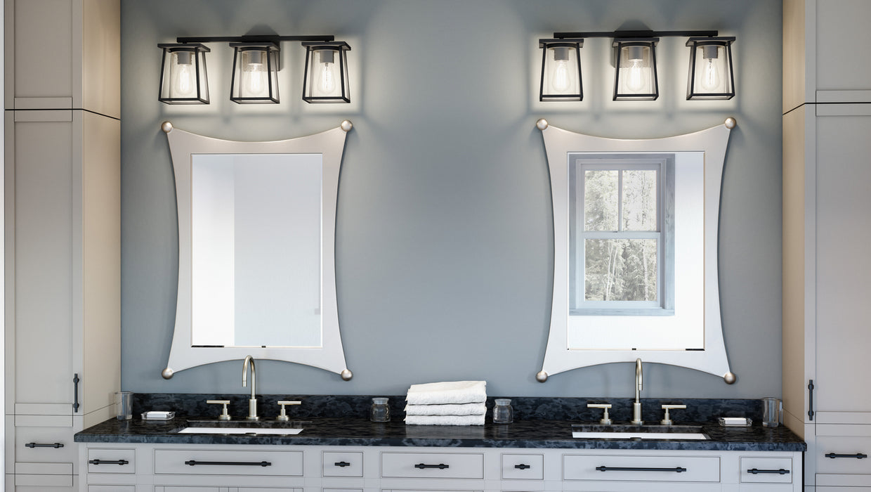 Three Light Bath from the Lodge collection in Matte Black finish