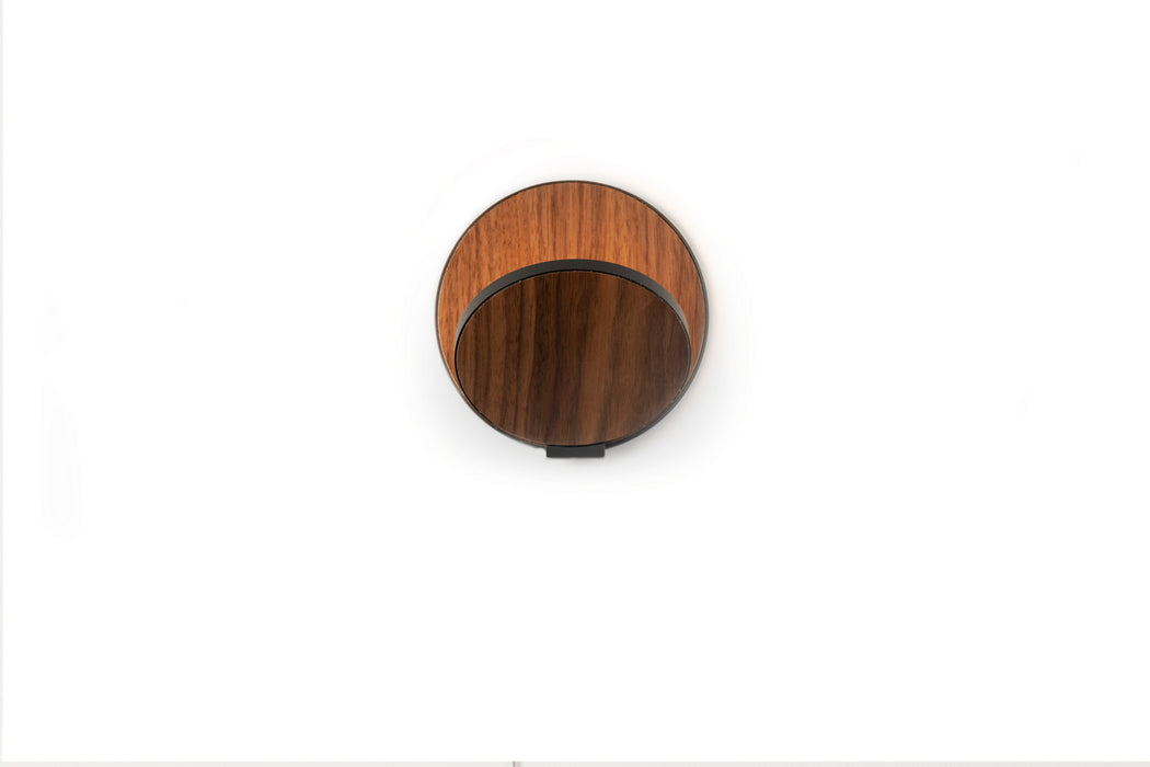LED Wall Sconce from the Gravy collection in Metallic Black, Oiled Walnut finish