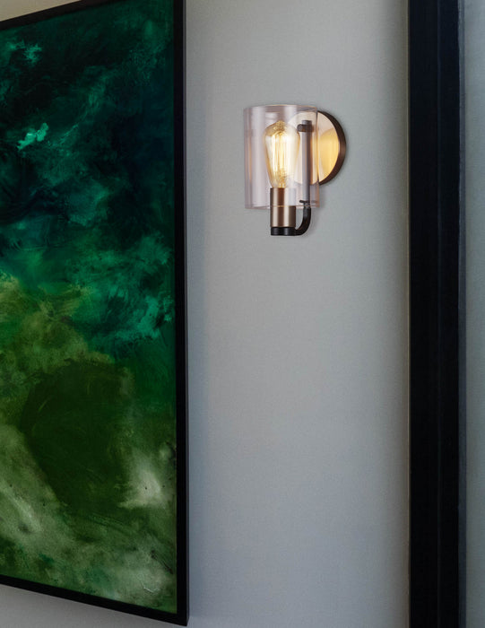 One Light Wall Sconce from the Fusion™ collection in Matte Black w/ Brass finish