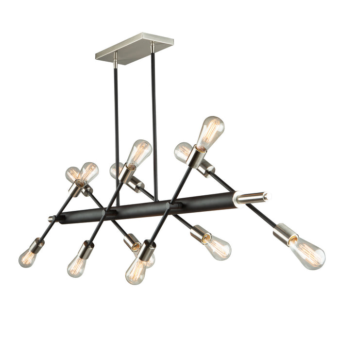 12 Light Island Pendant from the Truro collection in Matte Black and Brushed Nickle finish